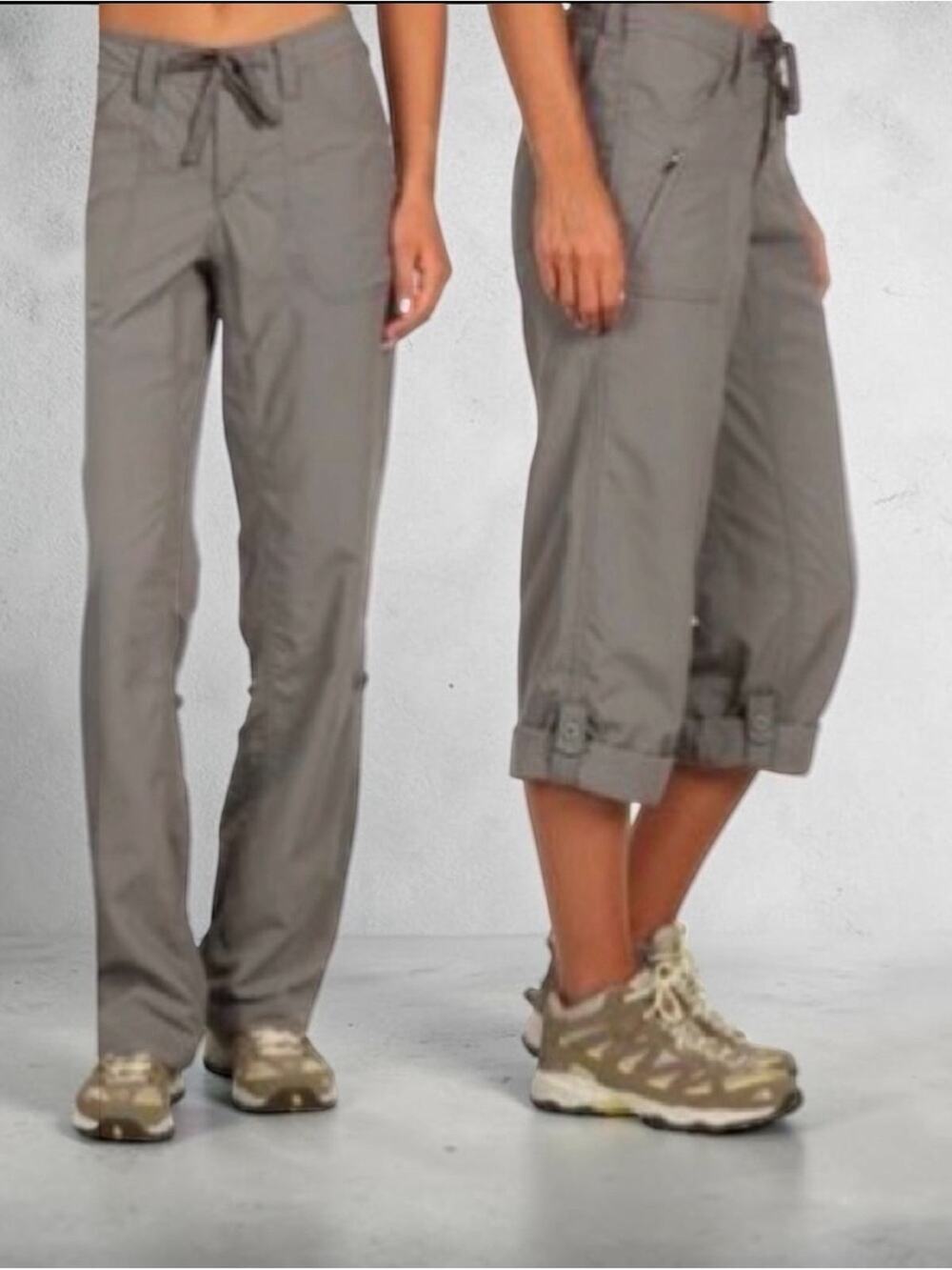 The North Face Womens Sz 12 Gray Roll Tab Convertible Nylon Hiking Outdoor Pants